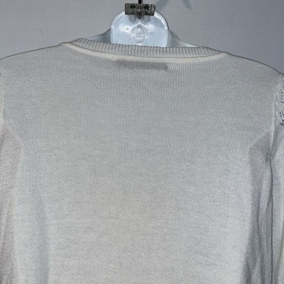 MAK SWEATER White Button up 3/4 Sleeve Cradigan-S - Picture 5 of 9